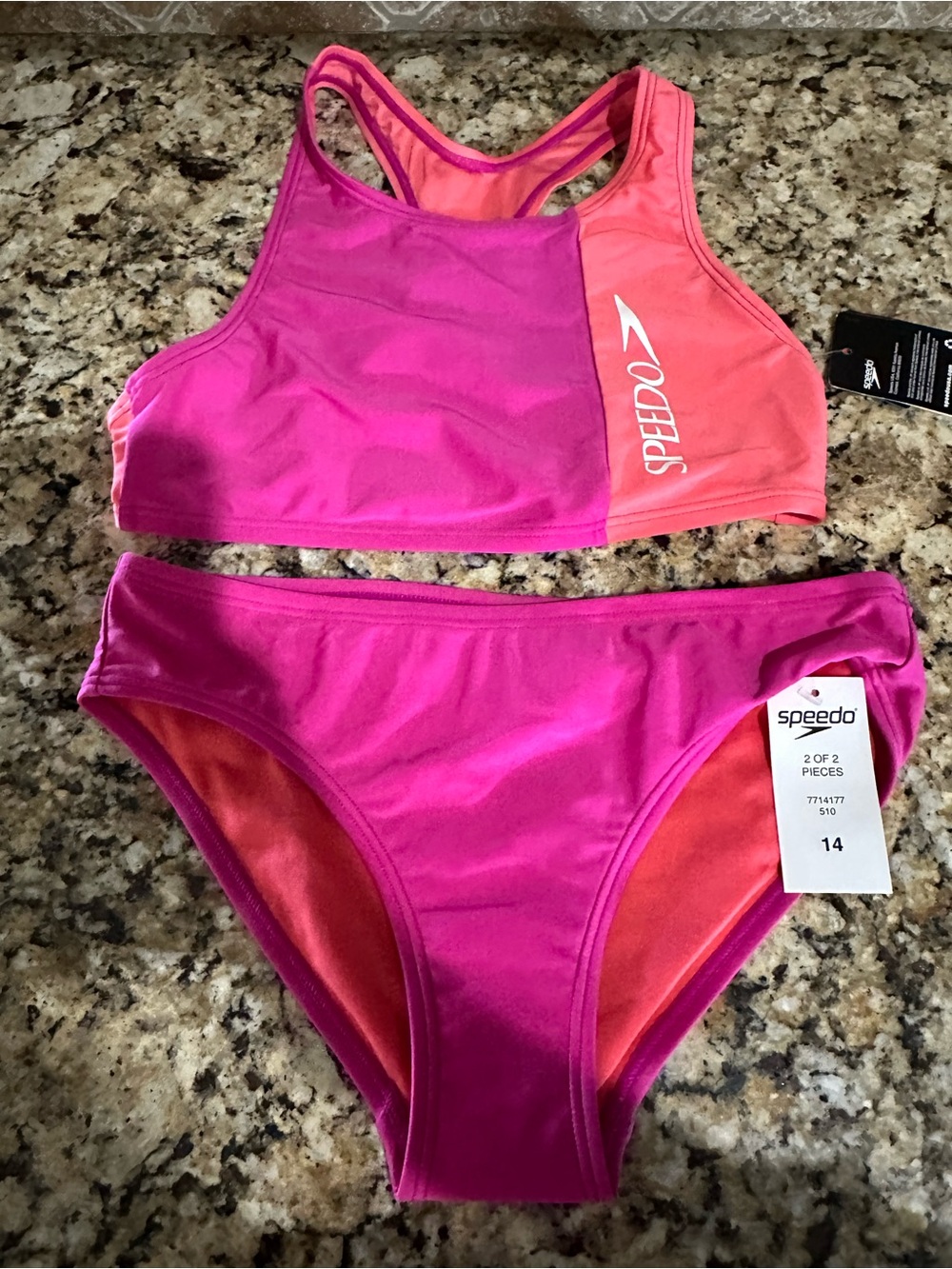 Speedo girls size 14 NWT 2 piece swimsuit